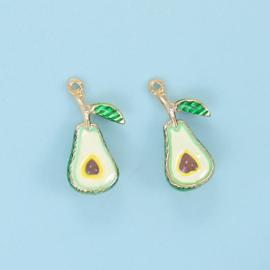 Enamel Avocado Charms: 18K Gold Filled, DIY Jewelry Making Supply