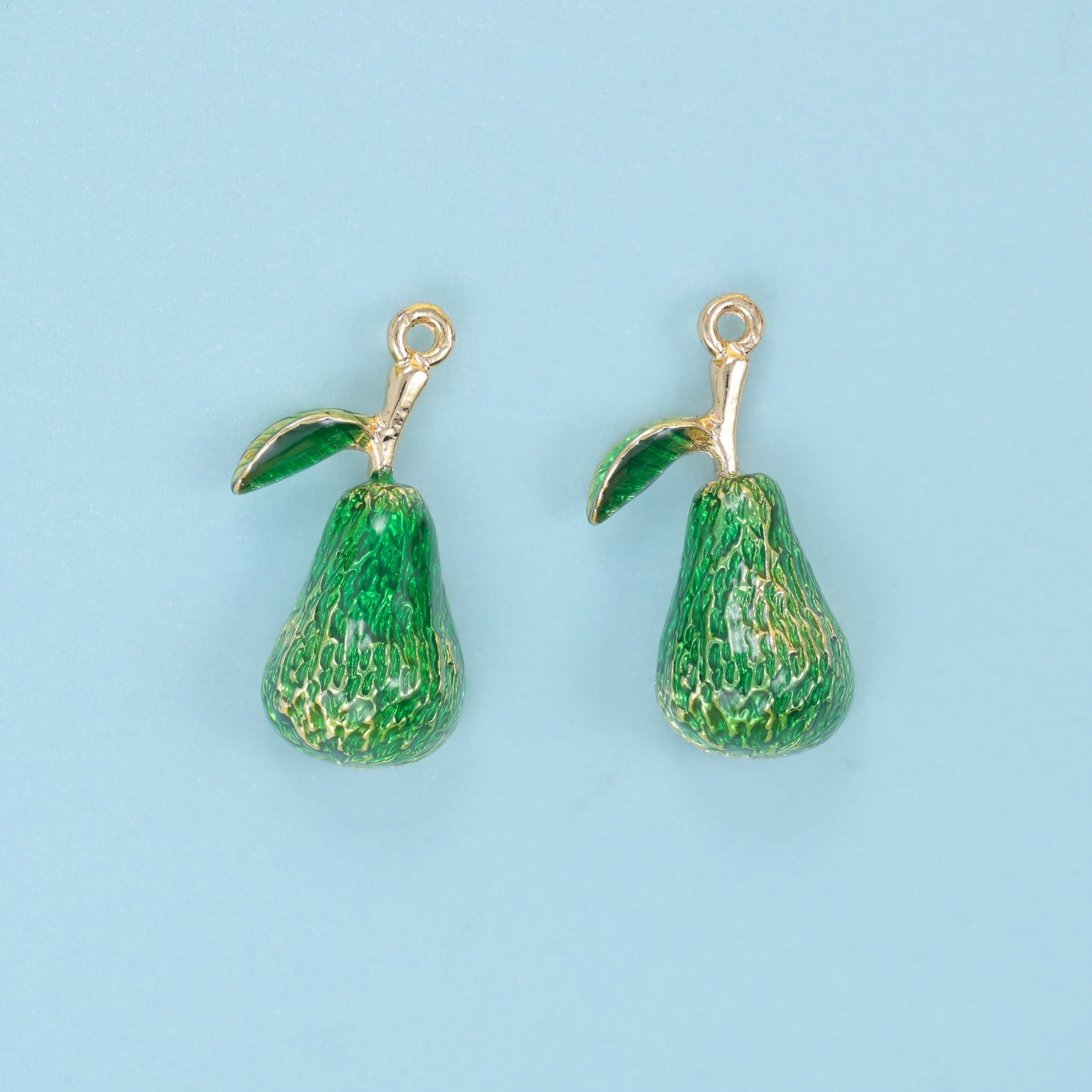Enamel Avocado Charms: 18K Gold Filled, DIY Jewelry Making Supply