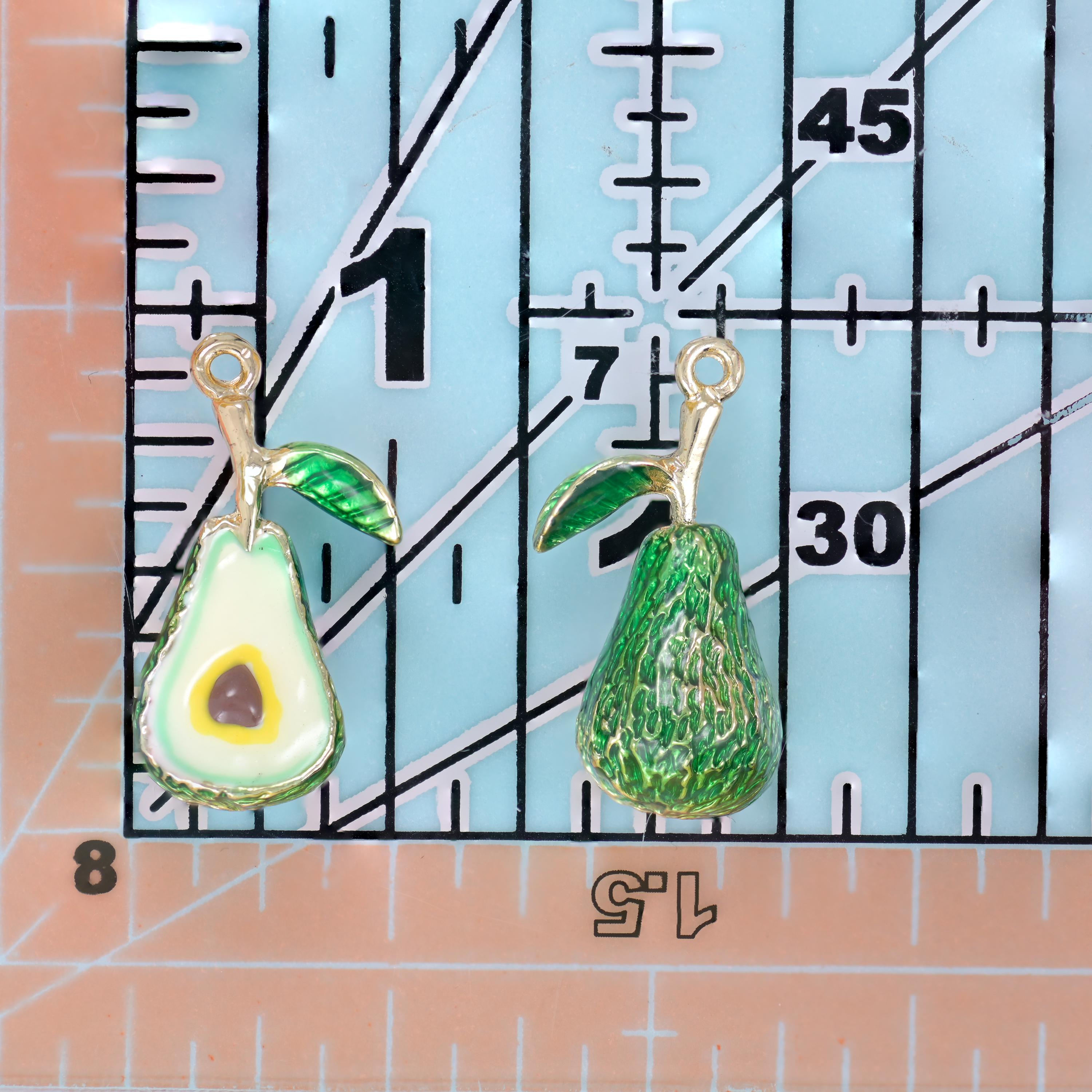 Enamel Avocado Charms: 18K Gold Filled, DIY Jewelry Making Supply