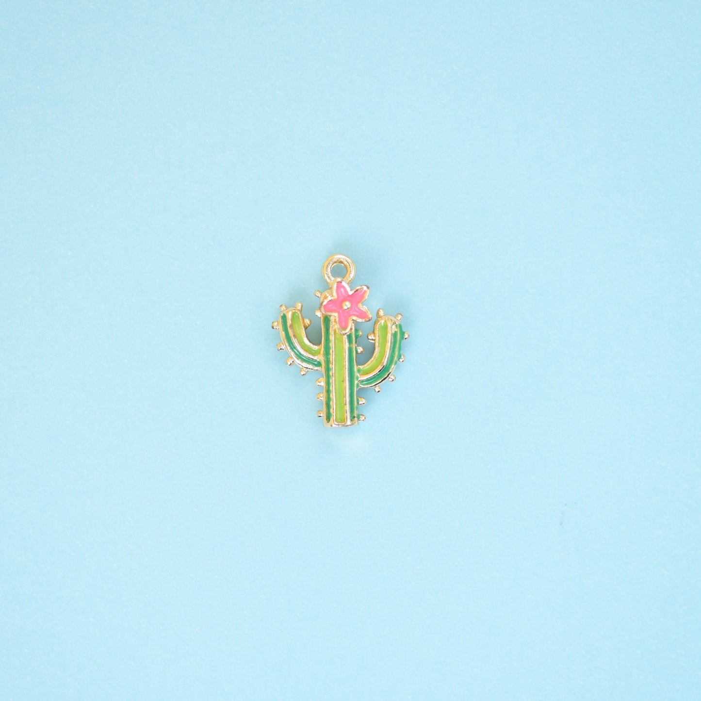 18K Gold Filled Enamel Cactus Charms for DIY Jewelry Making Supply