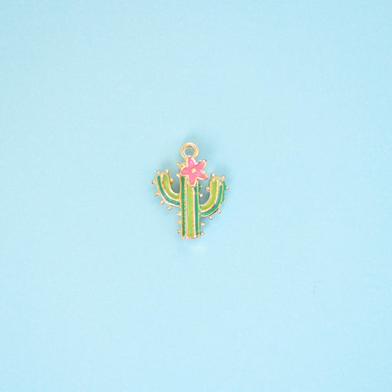 18K Gold Filled Enamel Cactus Charms for DIY Jewelry Making Supply