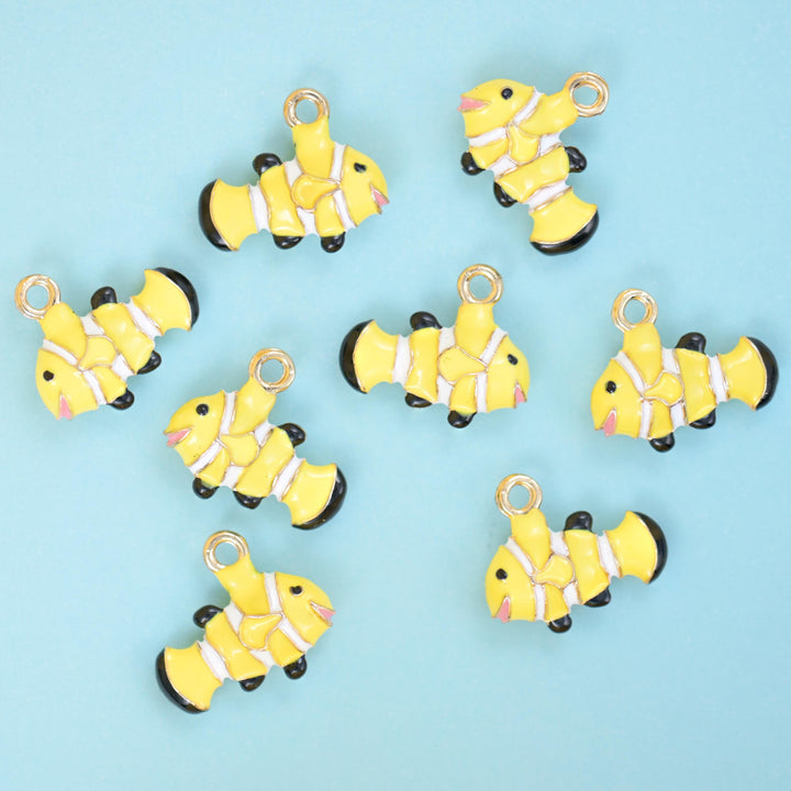 18K Gold Filled Enamel Clown Fish Charms for DIY Jewelry Making Supply