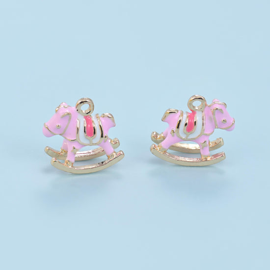 Enamel Rocking Horse Toy Charms: DIY Jewelry Making Supply