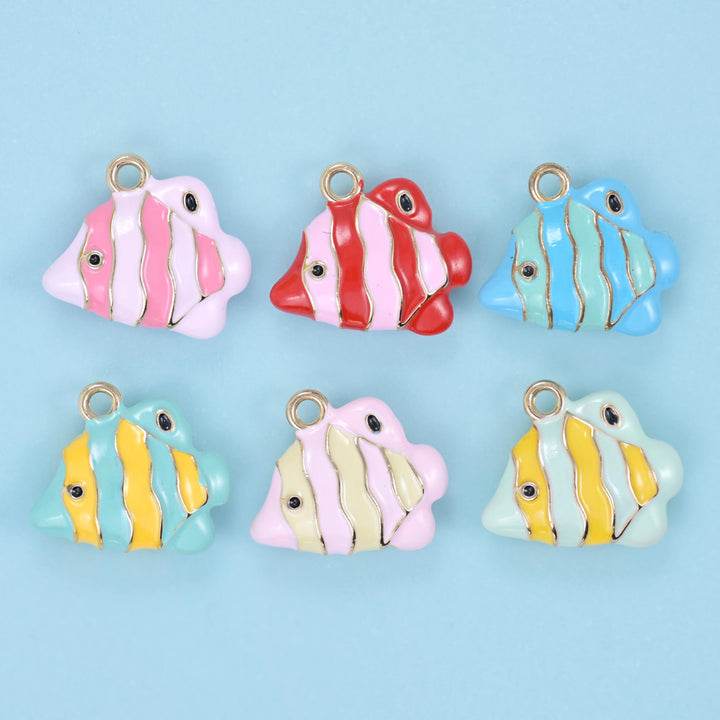 Enamel Tropical Fish Charms: 18K Gold Filled, DIY Jewelry Making Supply