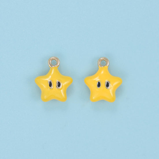 Enamel Star Charms: 18K Gold Filled, DIY Jewelry Making Supply