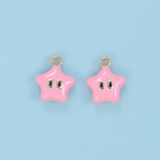 Enamel Star Charms: 18K Gold Filled, DIY Jewelry Making Supply