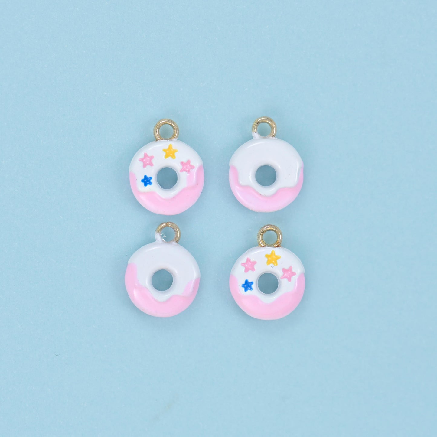 Enamel Star Sprinkle Donut Charms: 18K Gold Filled, DIY Jewelry Making Supply