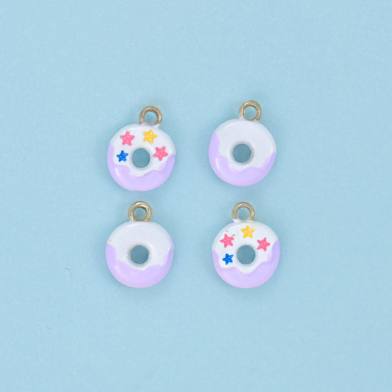 Enamel Star Sprinkle Donut Charms: 18K Gold Filled, DIY Jewelry Making Supply