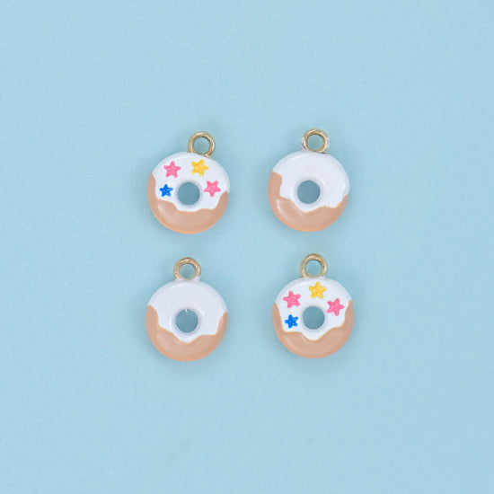 Enamel Star Sprinkle Donut Charms: 18K Gold Filled, DIY Jewelry Making Supply