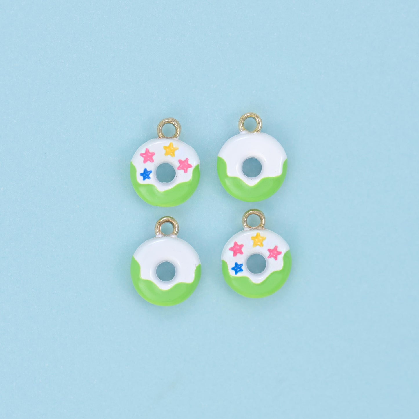 Enamel Star Sprinkle Donut Charms: 18K Gold Filled, DIY Jewelry Making Supply