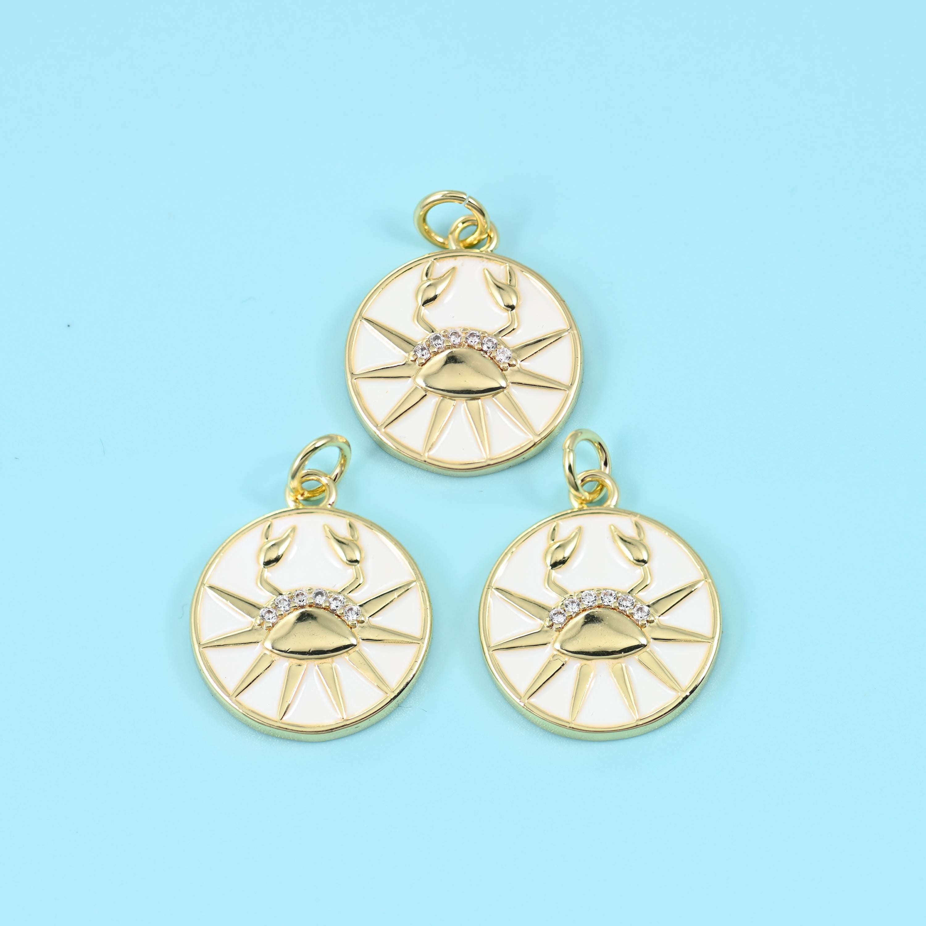 14K Gold Filled Enamel Zodiac Sign Charms: DIY Jewelry Making Supply