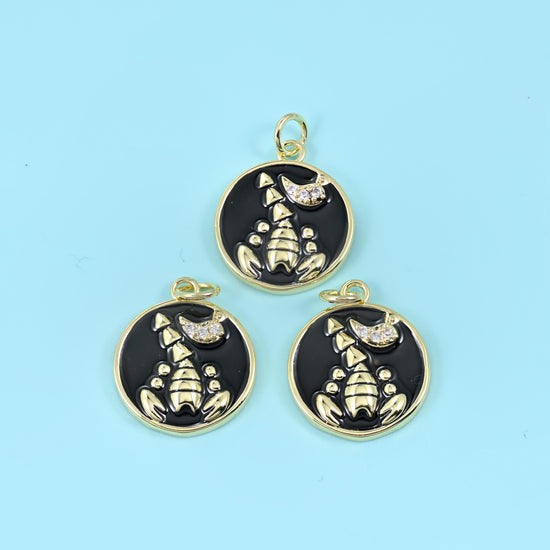 14K Gold Filled Enamel Zodiac Sign Charms: DIY Jewelry Making Supply