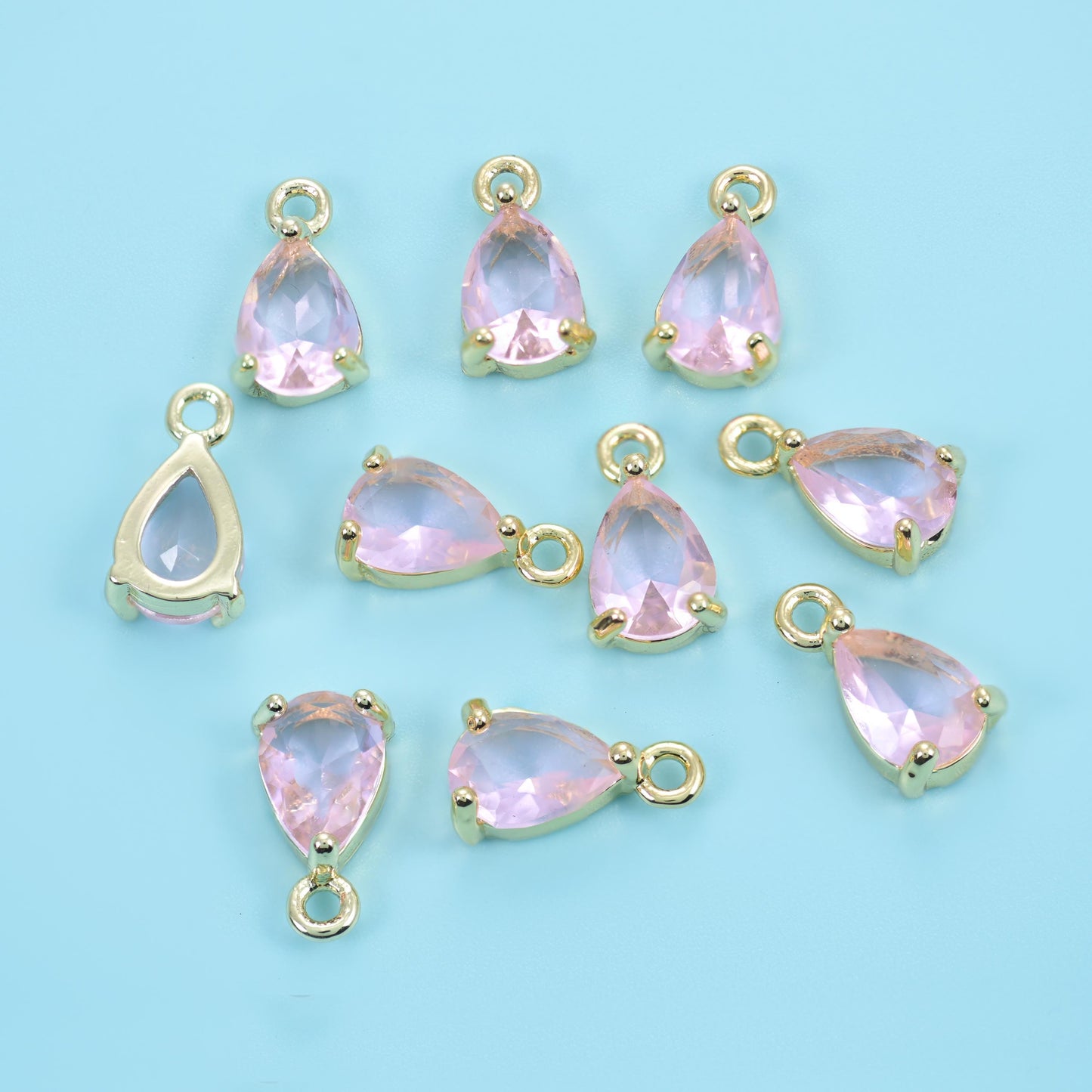18K Gold Filled Teardrop Zircon Charms: DIY Jewelry Making Supply