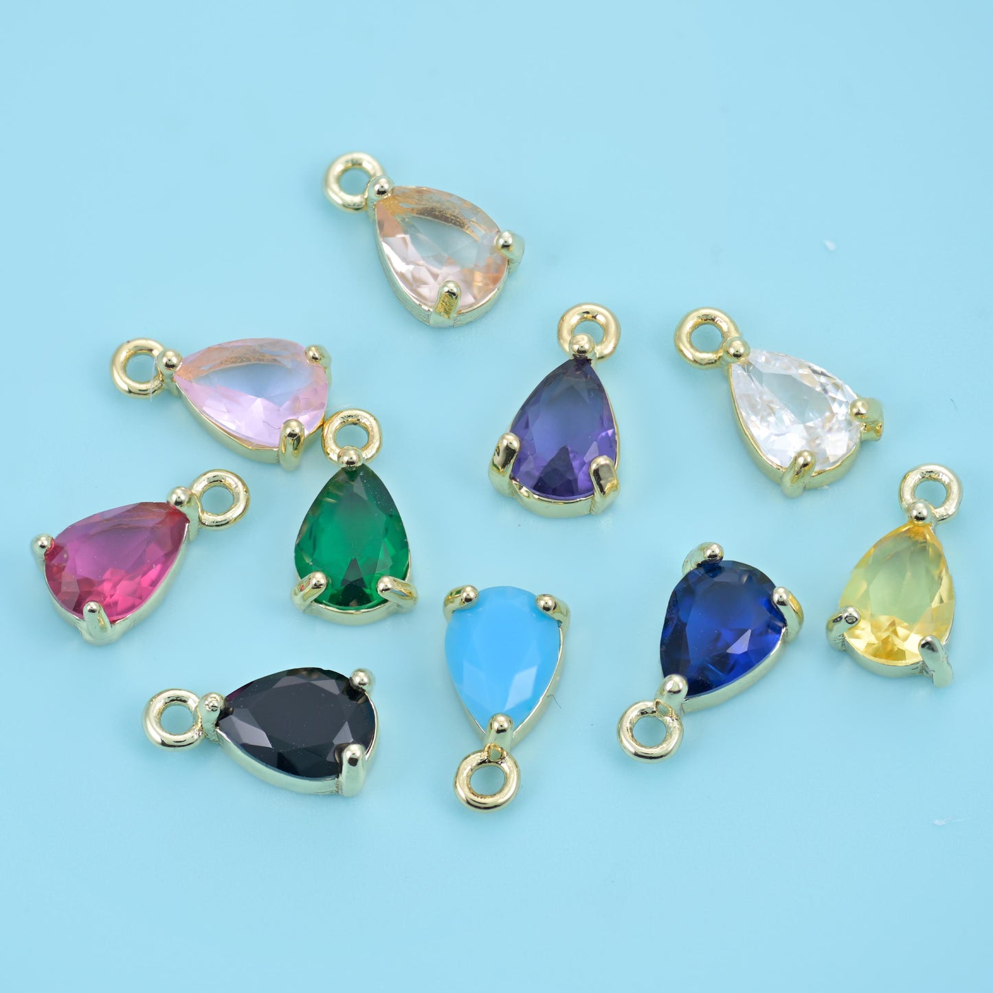 18K Gold Filled Teardrop Zircon Charms: DIY Jewelry Making Supply