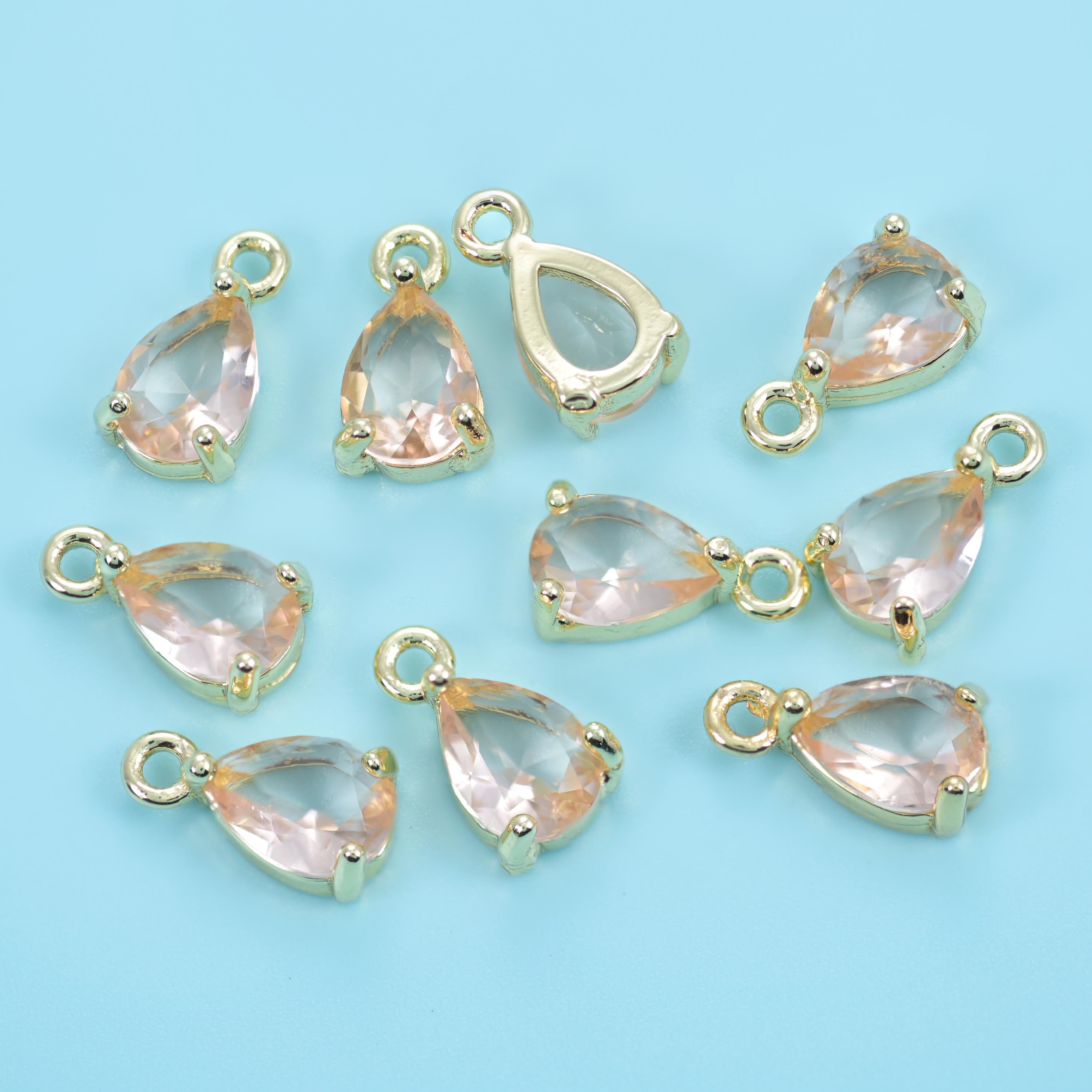 18K Gold Filled Teardrop Zircon Charms: DIY Jewelry Making Supply