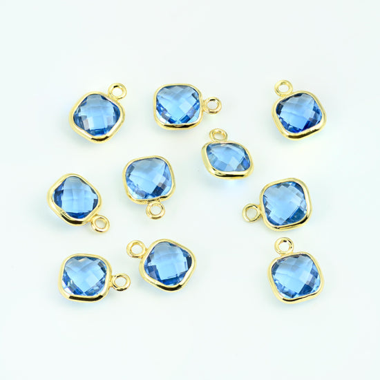 18K Gold Filled Faceted Square Zircon Charms for DIY Jewelry Making Supply