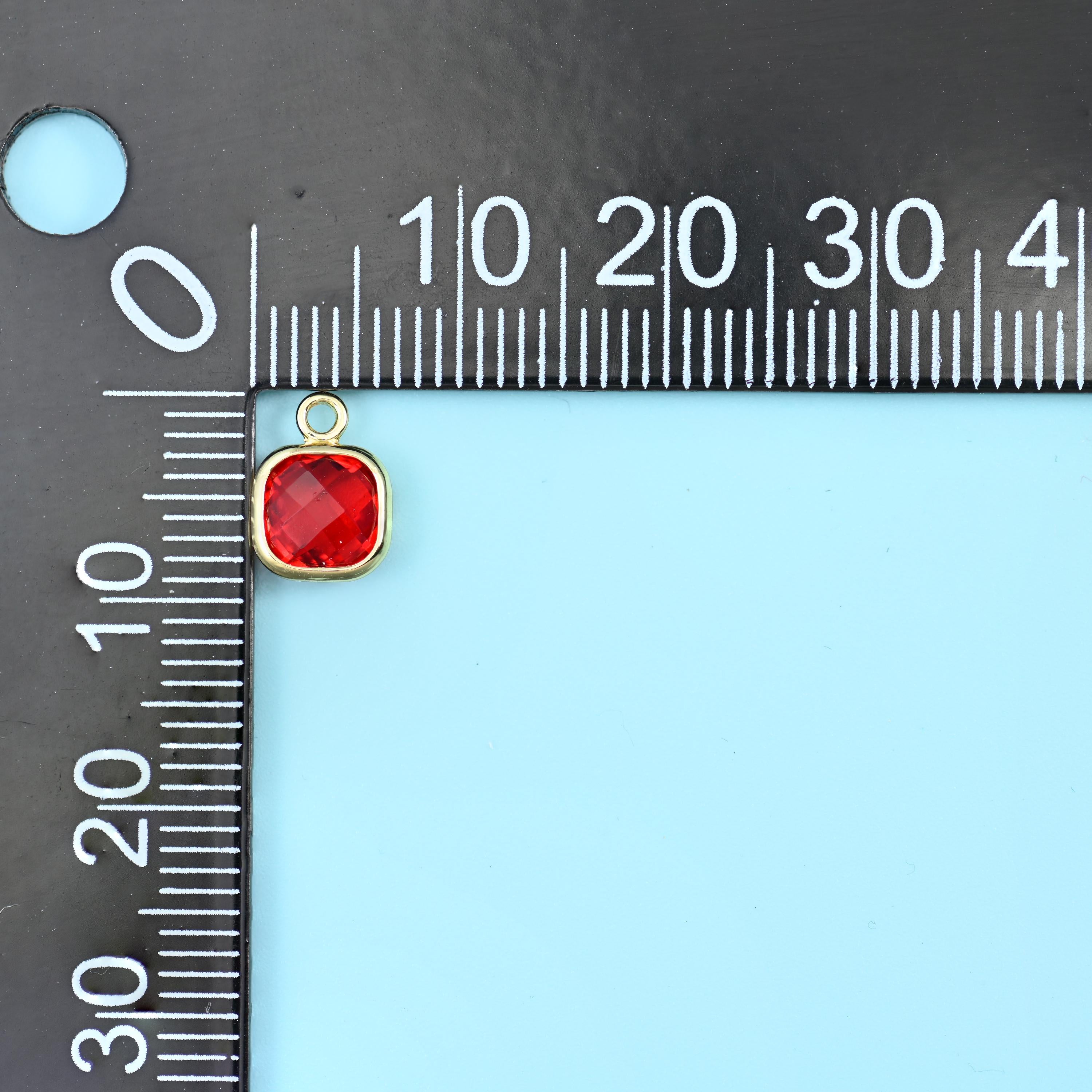 18K Gold Filled Faceted Square Zircon Charms for DIY Jewelry Making Supply