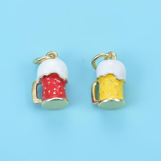 18K Gold Filled Enamel Orange Cocktail Pendants for DIY Jewelry Making Supply