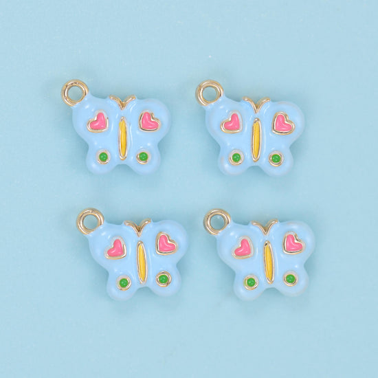 Enamel Colorful Butterfly Charms: 18K Gold Filled, DIY Jewelry Making Supply