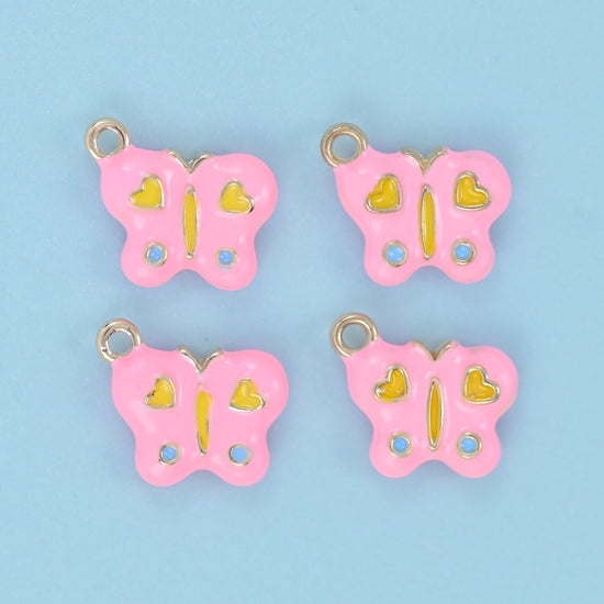 Enamel Colorful Butterfly Charms: 18K Gold Filled, DIY Jewelry Making Supply