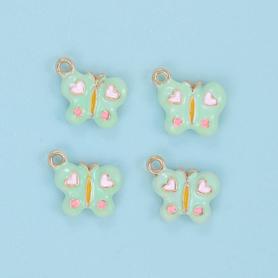 Enamel Colorful Butterfly Charms: 18K Gold Filled, DIY Jewelry Making Supply