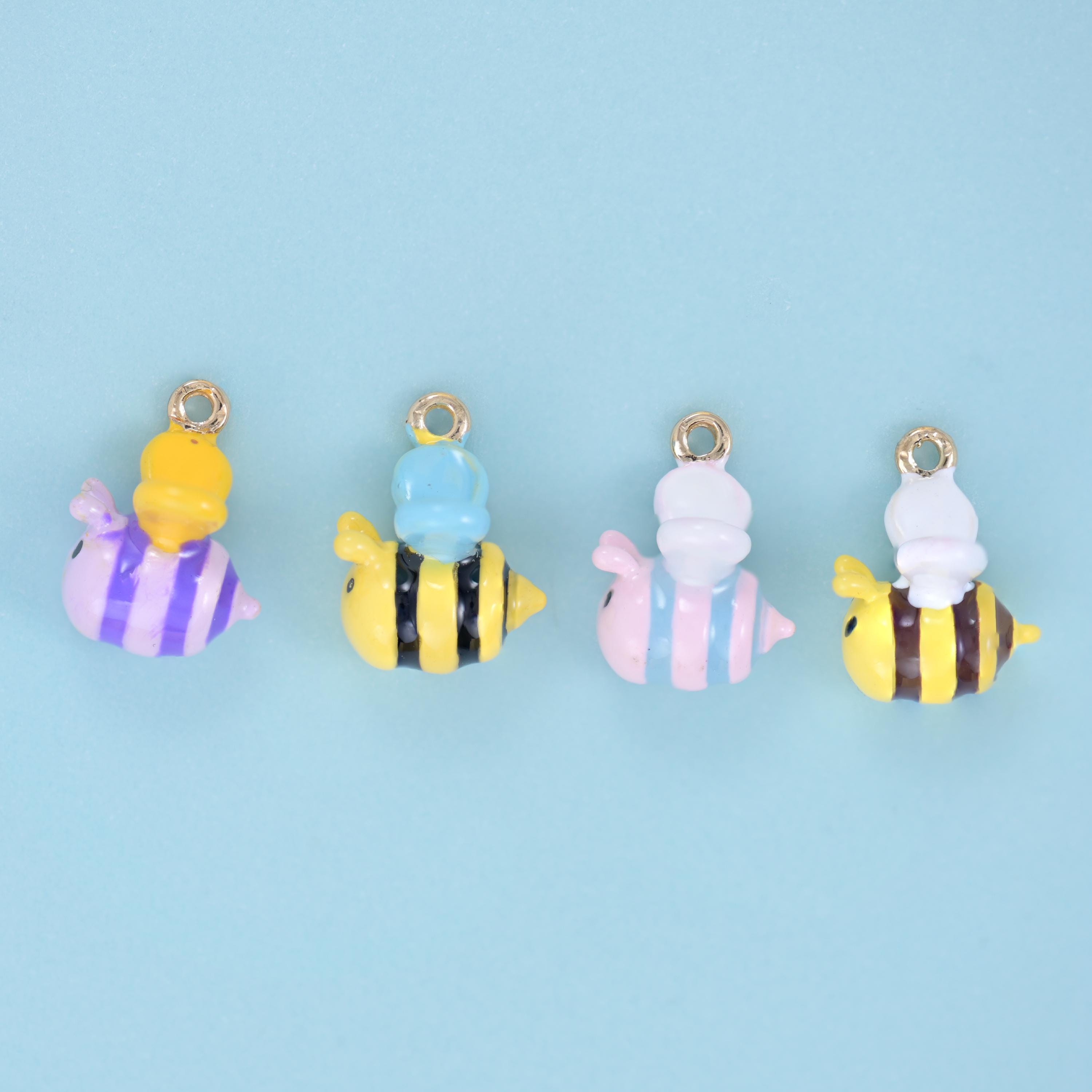 Enamel Bumble Bee Charms: 18K Gold Filled, DIY Jewelry Making Supply