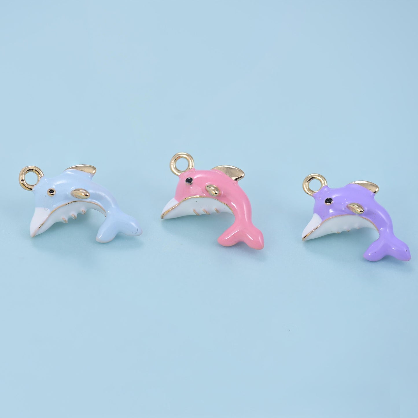 Enamel Dolphin Charms: 18K Gold Filled, DIY Jewelry Making Supply