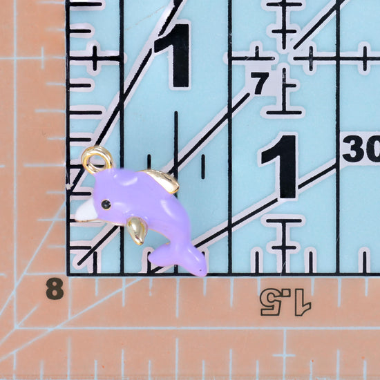 Enamel Dolphin Charms: 18K Gold Filled, DIY Jewelry Making Supply