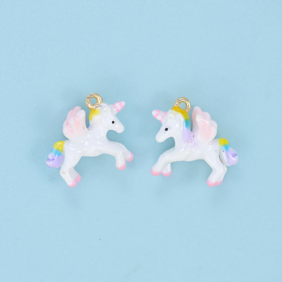 Enamel Unicorn Charms: 18K Gold Filled, DIY Jewelry Making Supply