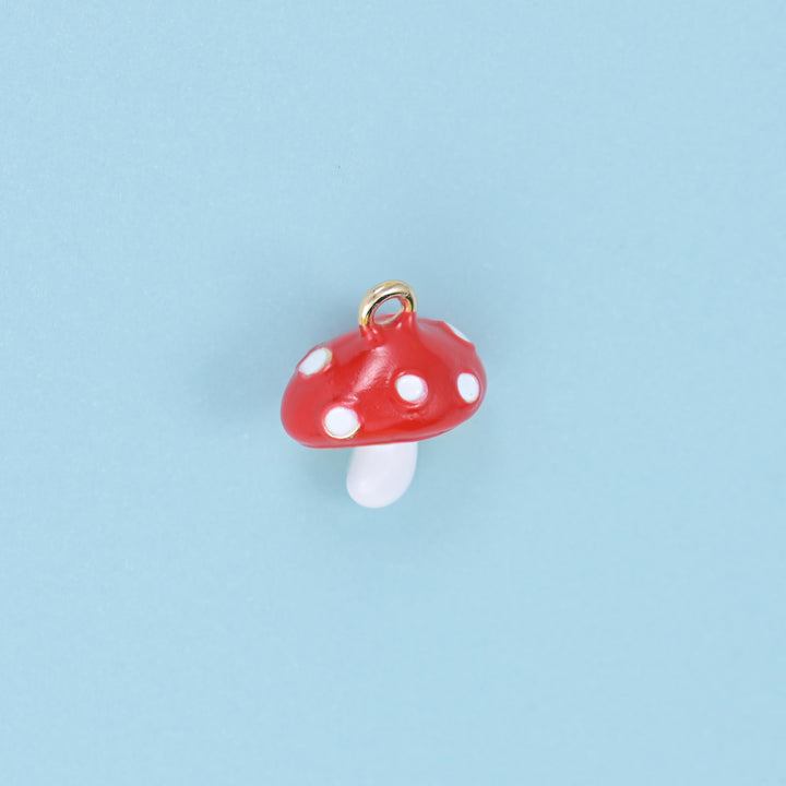 Enamel Big Cap Mushroom Charms: 18K Gold Filled, DIY Jewelry Making Supply