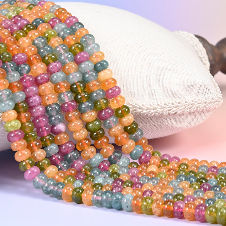 Colorful Dyed Jade Smooth Rondelle Beads Jewelry Making Size 5x8mm 15 inch Strand