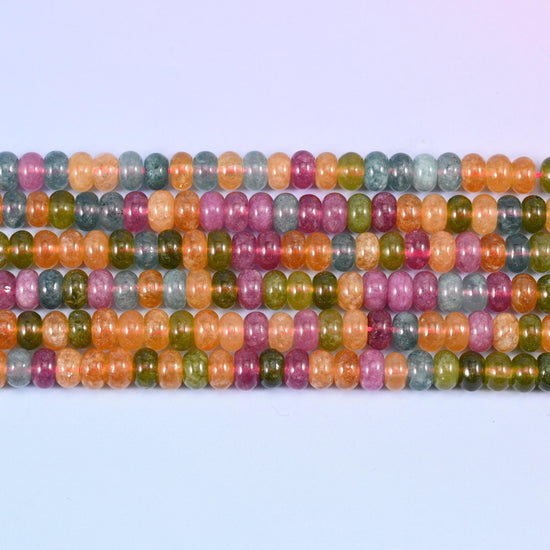 Colorful Dyed Jade Smooth Rondelle Beads Jewelry Making Size 5x8mm 15 inch Strand