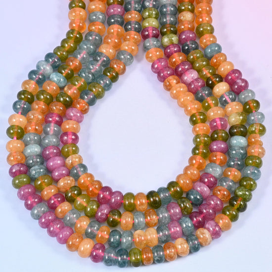 Colorful Dyed Jade Smooth Rondelle Beads Jewelry Making Size 5x8mm 15 inch Strand