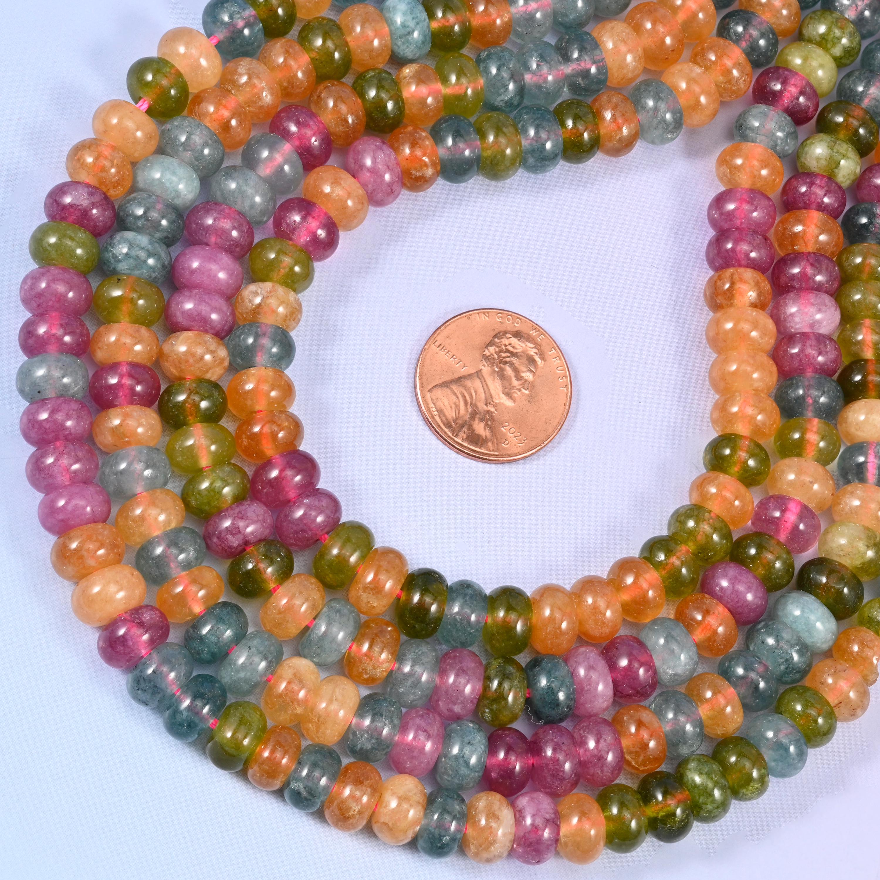 Colorful Dyed Jade Smooth Rondelle Beads Jewelry Making Size 5x8mm 15 inch Strand