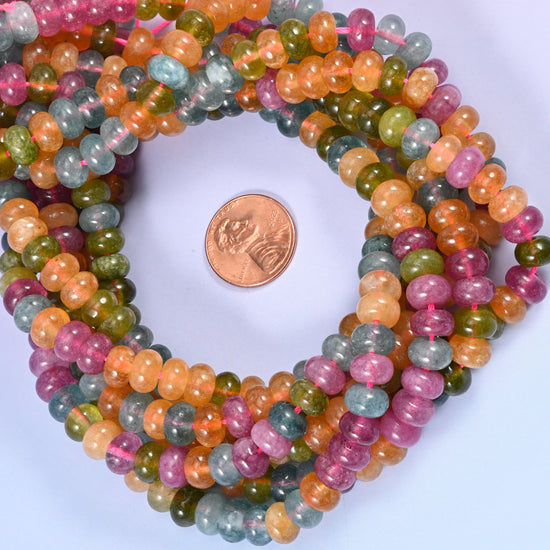 Colorful Dyed Jade Smooth Rondelle Beads Jewelry Making Size 5x8mm 15 inch Strand