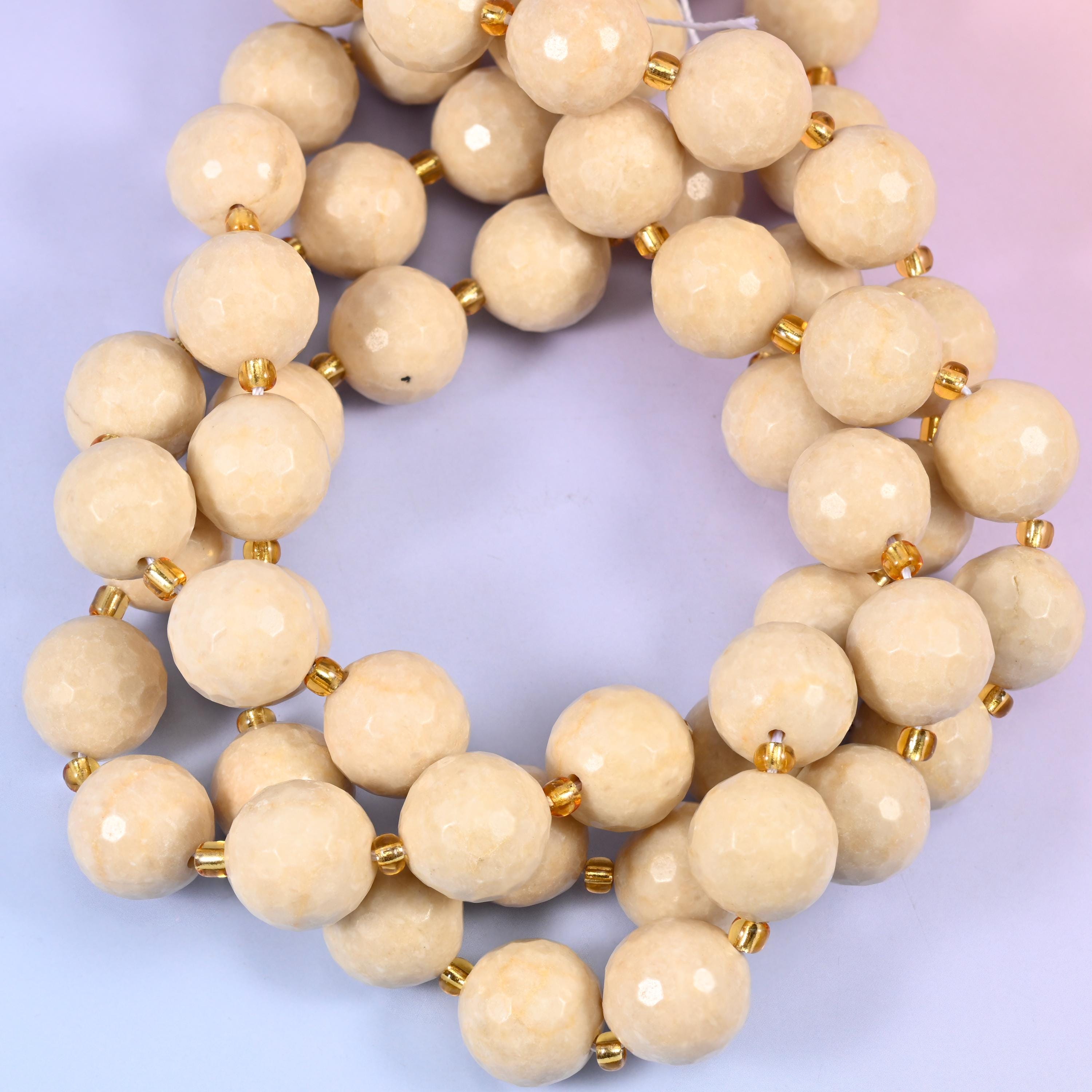 Fossil Jasper Faceted Round Beads Size 16mm Jewelry Making 15 Inch Strand