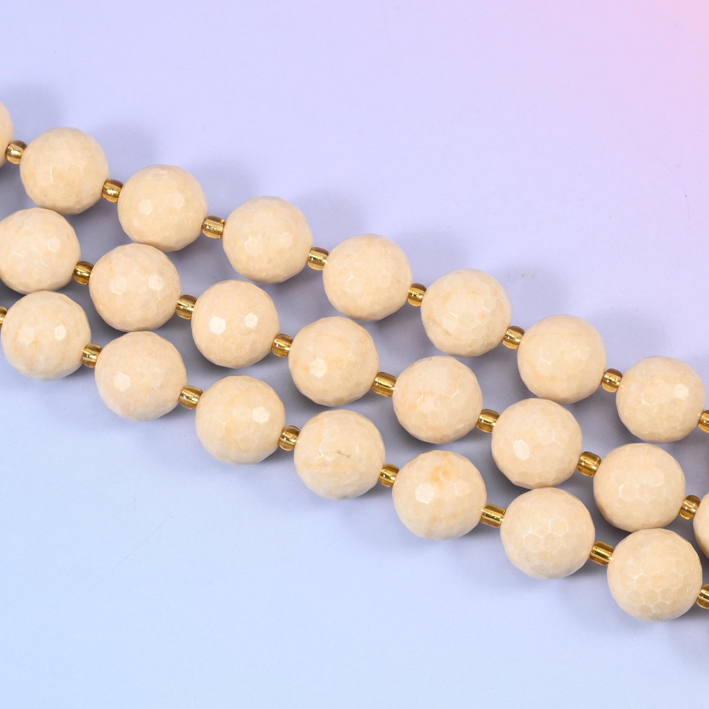 Fossil Jasper Faceted Round Beads Size 16mm Jewelry Making 15 Inch Strand