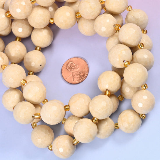 Fossil Jasper Faceted Round Beads Size 16mm Jewelry Making 15 Inch Strand