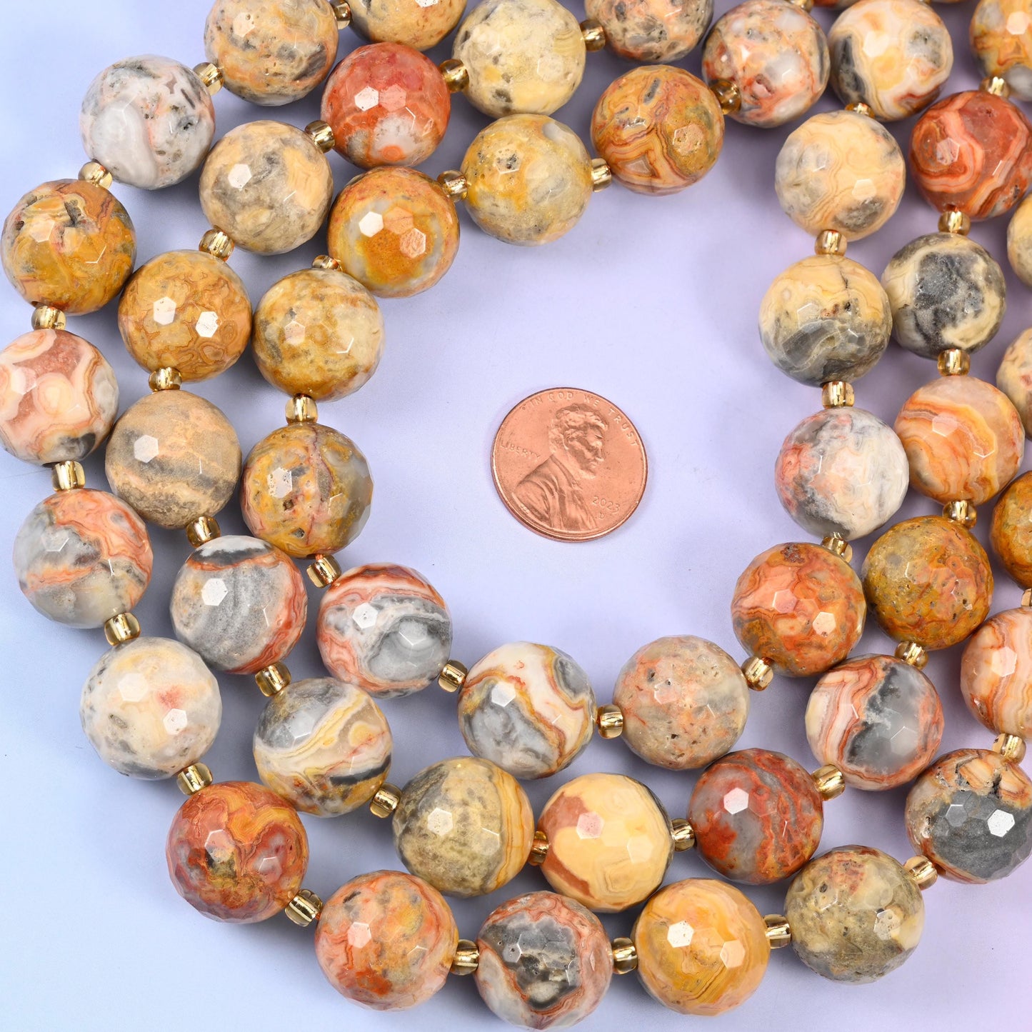 Crazy Agate Faceted Round Beads Size 16mm Jewelry Making 15 Inch Strand