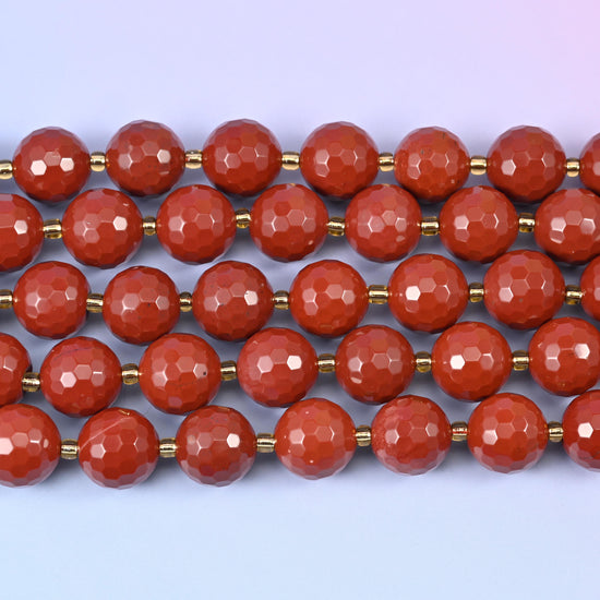 Red Jasper Faceted Round Beads Size 16mm Jewelry Making 15 Inch Strand