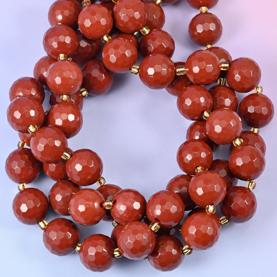 Red Jasper Faceted Round Beads Size 16mm Jewelry Making 15 Inch Strand
