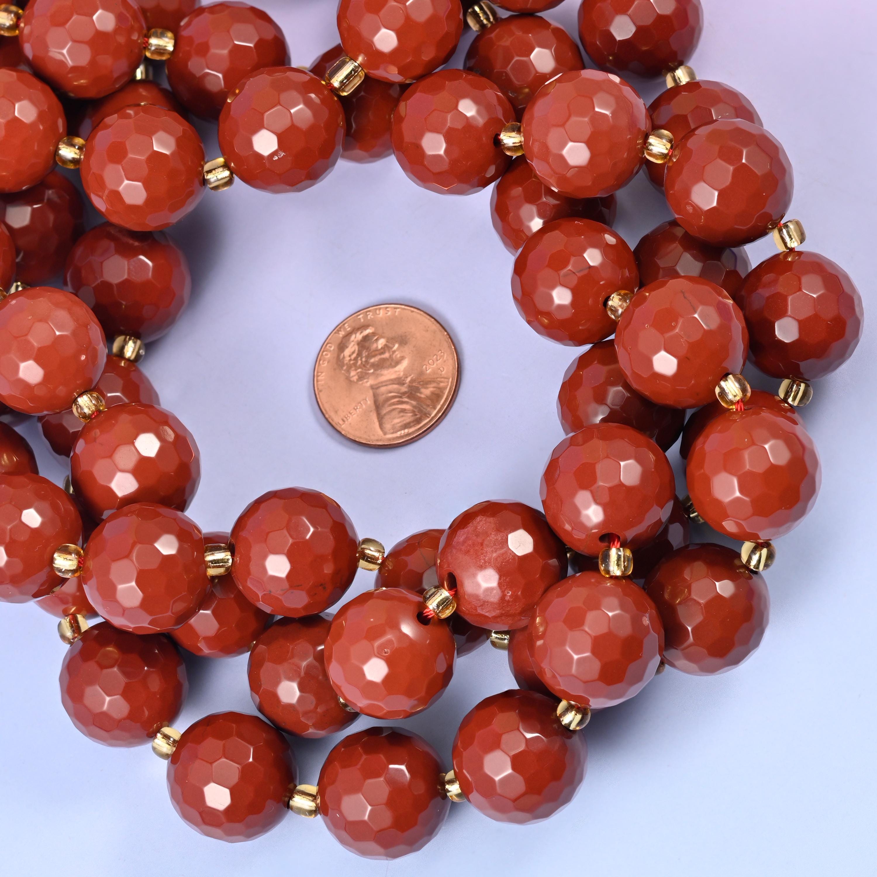 Red Jasper Faceted Round Beads Size 16mm Jewelry Making 15 Inch Strand