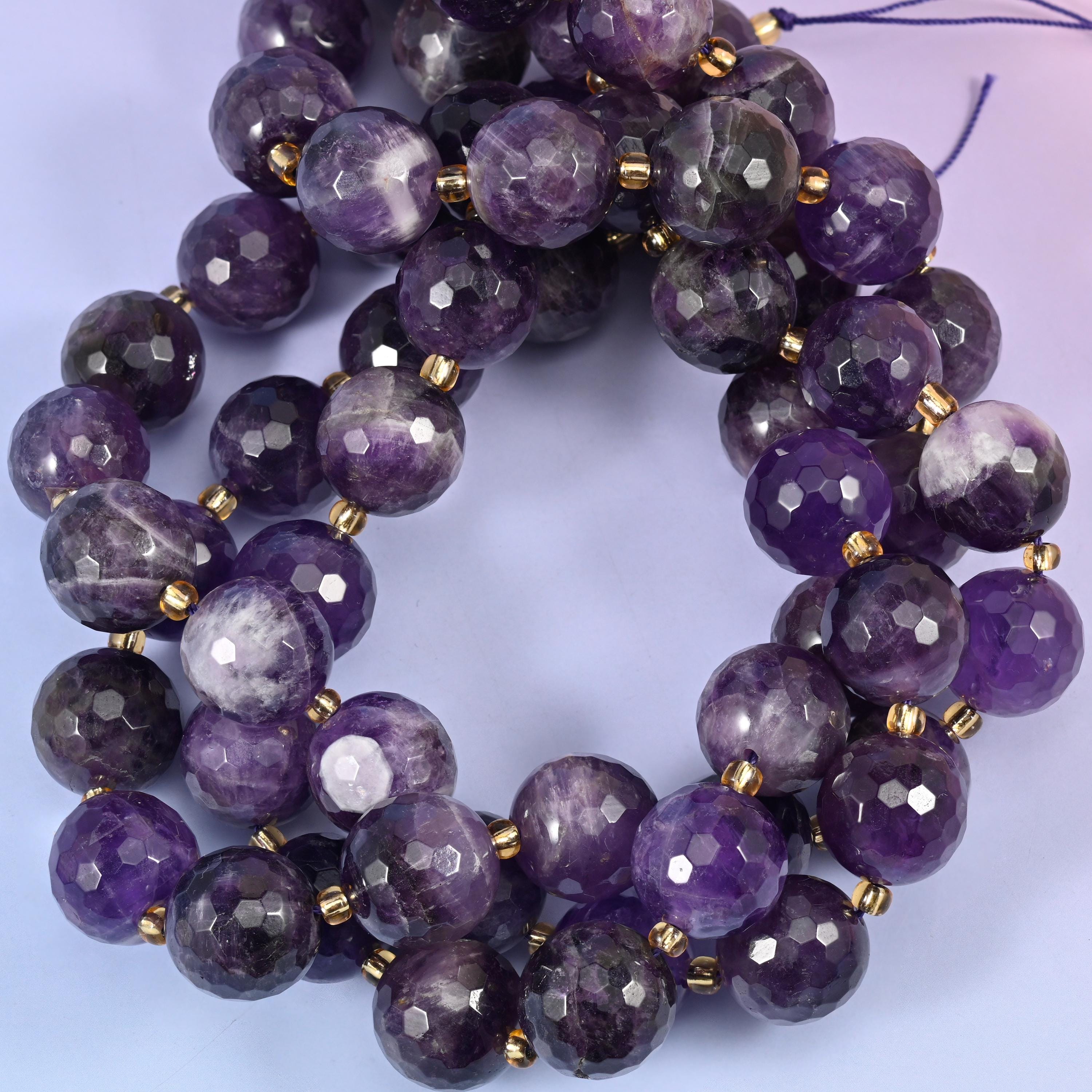 Amethyst Faceted Round Beads Size 16mm Jewelry Making 15 Inch Strand