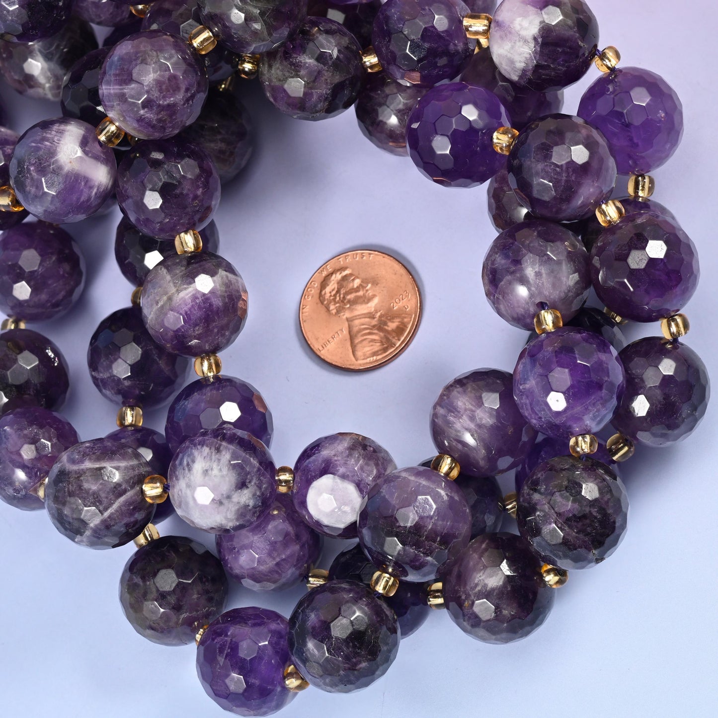 Amethyst Faceted Round Beads Size 16mm Jewelry Making 15 Inch Strand