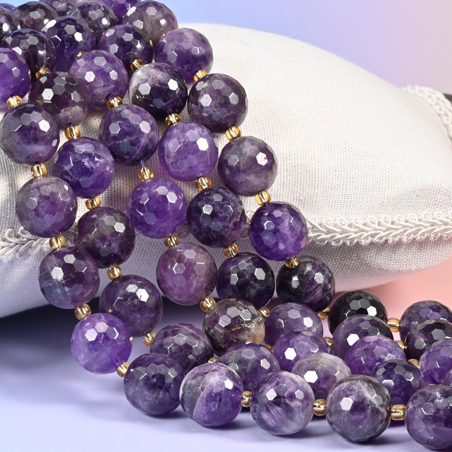 Amethyst Faceted Round Beads Size 16mm Jewelry Making 15 Inch Strand