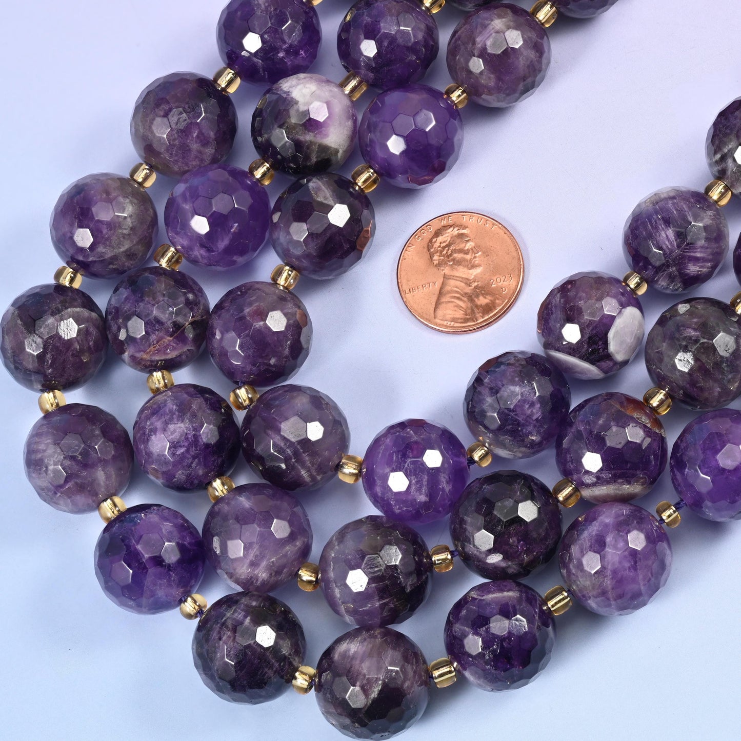 Amethyst Faceted Round Beads Size 16mm Jewelry Making 15 Inch Strand