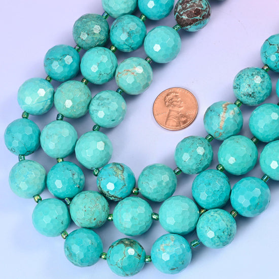 Green Howlite Faceted Round Beads Size 16mm Jewelry Making 15 Inch Strand