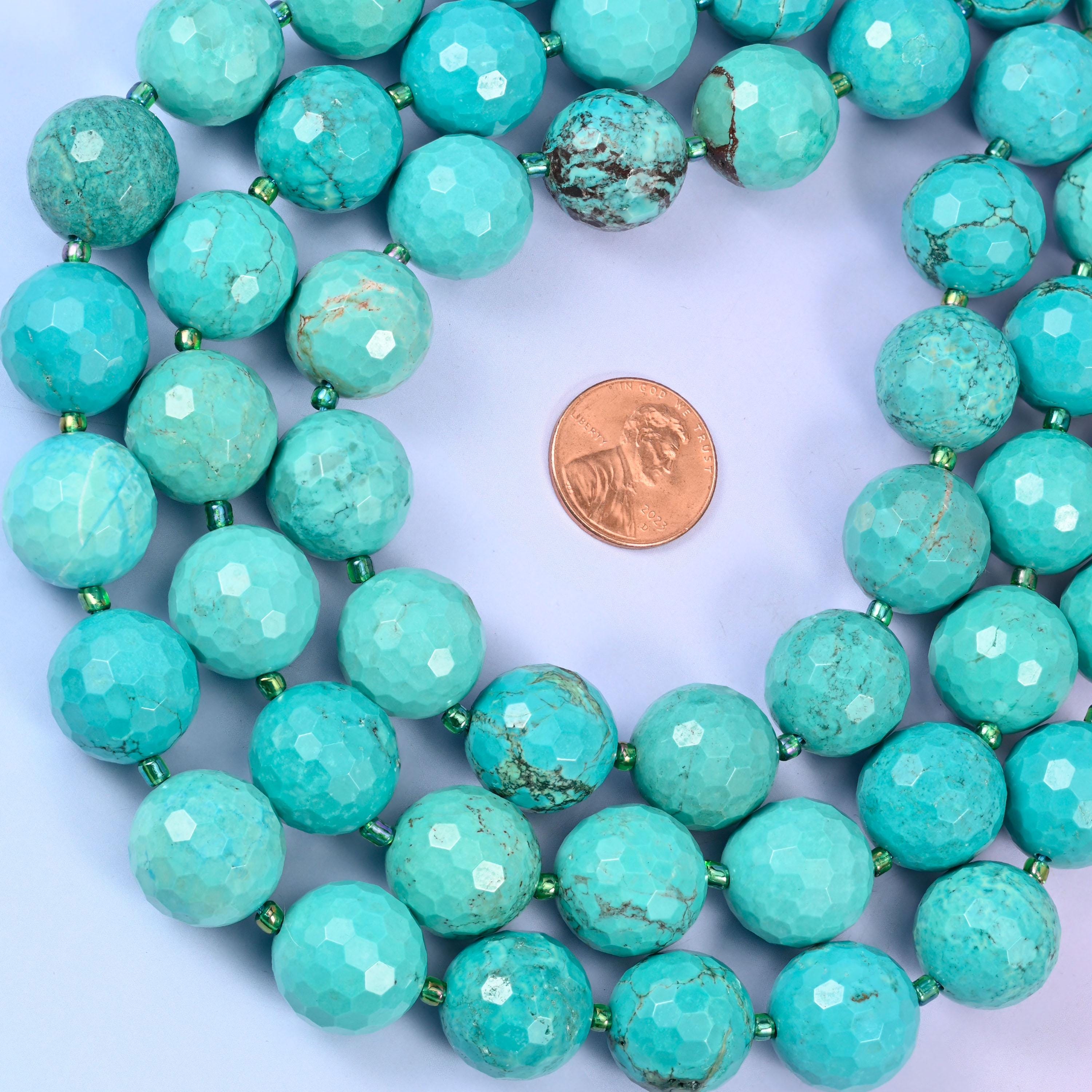 Green Howlite Faceted Round Beads Size 16mm Jewelry Making 15 Inch Strand