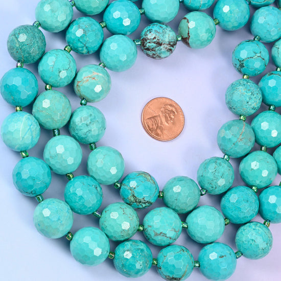 Green Howlite Faceted Round Beads Size 16mm Jewelry Making 15 Inch Strand