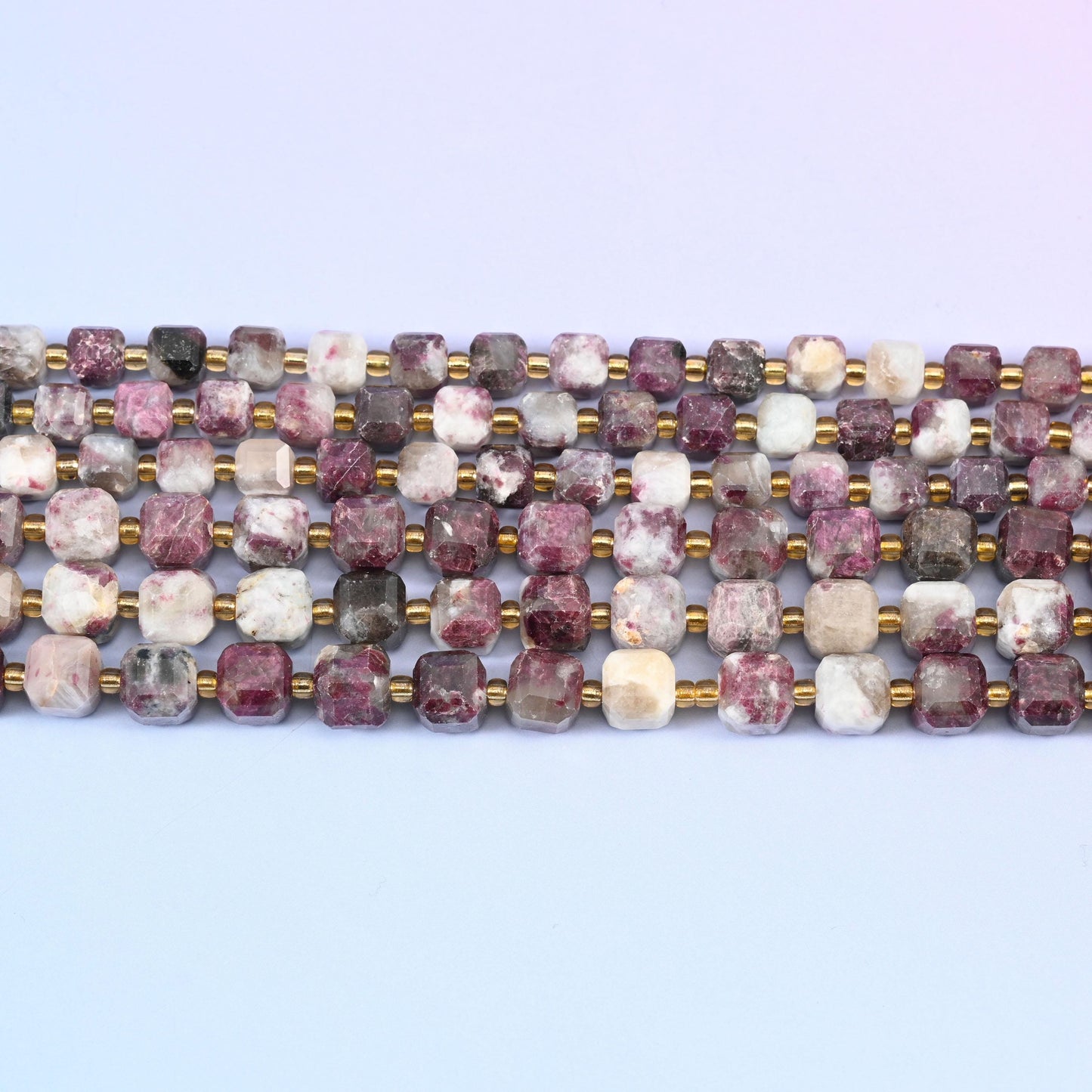 Plum Tourmaline Faceted Cube Beads: Size 6mm 8mm, Jewelry Making, 15 inch Strand